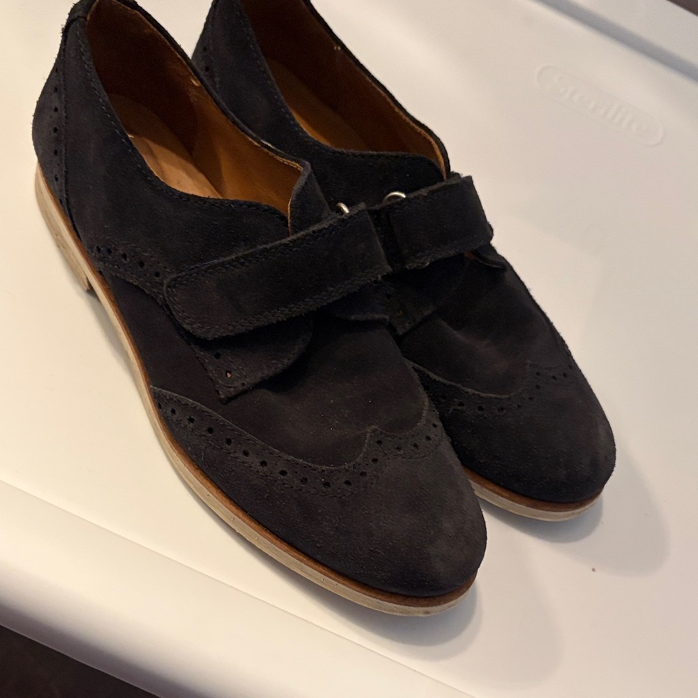 Kids Black Suede Dress Shoes